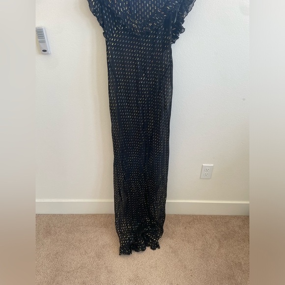 Rat and Boa Black Metallic Giorgia short sleeve V neck maxi dress L - Picture 10 of 13